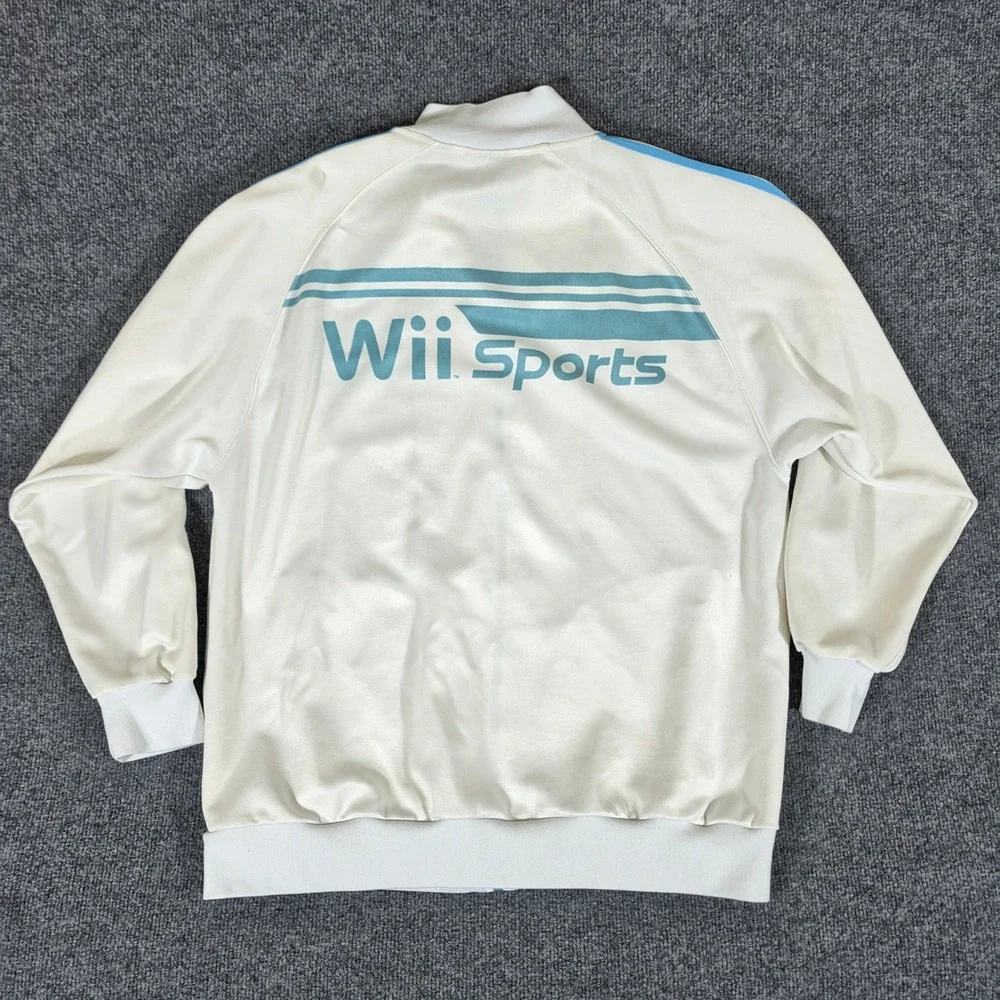 RARE 2007 Nintendo Wii Sports Promotional Graphic Zip Up Track Jacket Sz Large